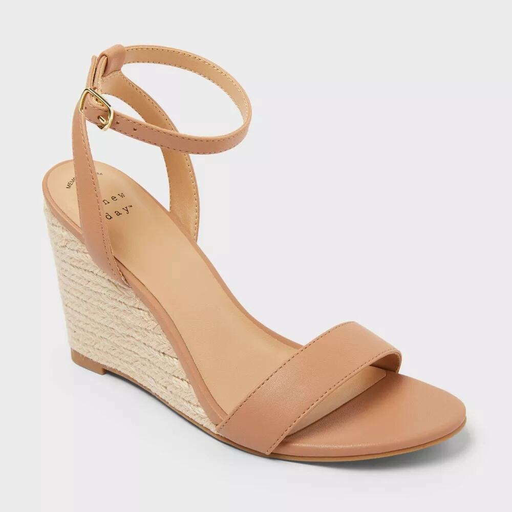 Women’s Tish Almond Toe Wedge Heels - A New Day - Sand 8